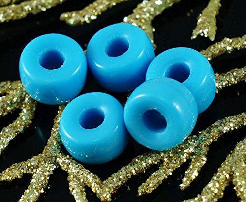 Large Opaque Blue Czech Glass Pony Beads Ring Roller Large Hole Crow Beads 9mm 14pcs