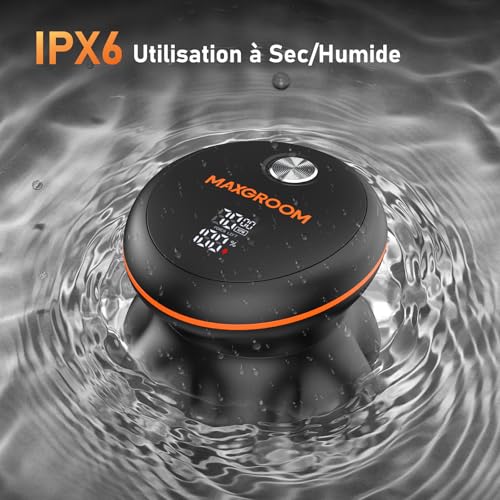 MAXGROOM Men's Bald Head Razor - Electric Shaver with 7D Floating Heads - IPX6 Waterproof & Magnetic Cleaning - 2 Speeds - Gift Idea for Men (Black)