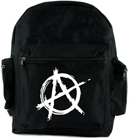 White Punk Rock Anarchy Sign Symbol Backpack School Bag Alternative Clothing