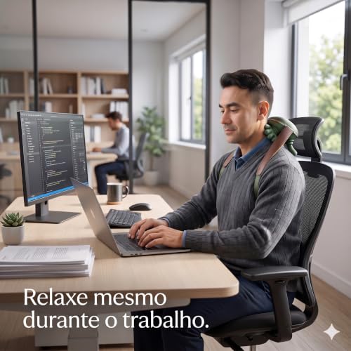 Massageador Cervical e Corporal "Mãozinha" com Aquecimento, 3 Intensidades, Sem Fio, Recarregável USB-C, Alívio e Relaxamento