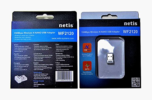Netis WF2120 Wireless N150 Nano USB Dongle, Ideal for Raspberry, Windows, Mac OS, Linux, RTL8188CUS, Plug in and Forget