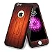 iPhone 6/6s Full Body Hard Case-Aurora Flexible Plastic Front and Back Cover with Tempered Glass Screen Protector for iPhone 6/6s 4.7 Inch (Black wood pattern)