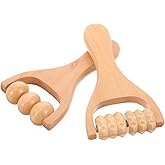 Ipetboom Wooden Massage Roller Tool Set Handheld Acupoint Massager for Foot Neck Shoulder and Back Compact Portable Natural Wood Muscle Relaxation Roller for Daily Use