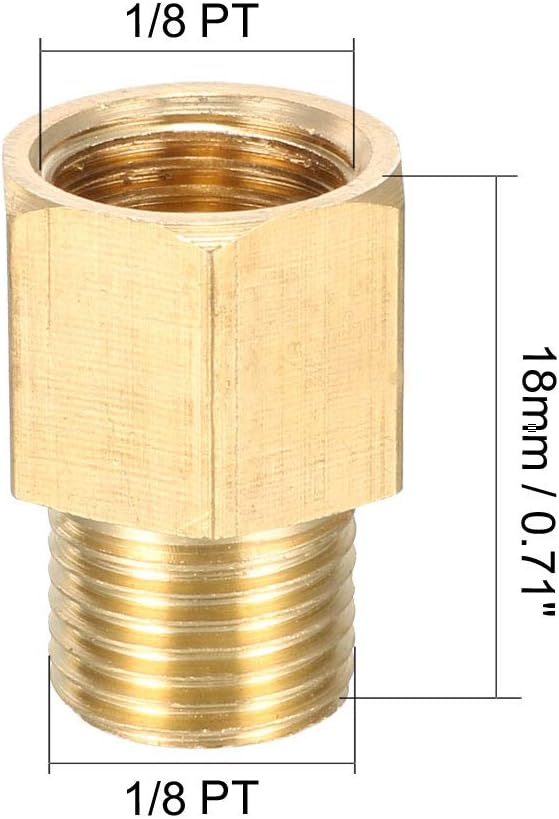 sourcing map Brass Threaded Pipe Fitting 1/8N PT Male x 1/8N PT Female Adapter 5pcs, Copper, 1/8 x 1/8 - Image 3