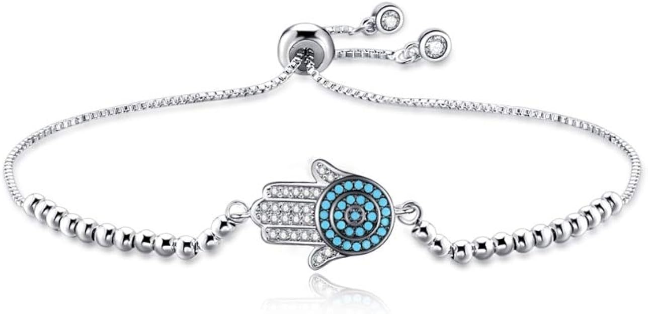 Pulsera De Mano Hamsa, Joyería De Amuletos De La Suerte De Piedras Cz