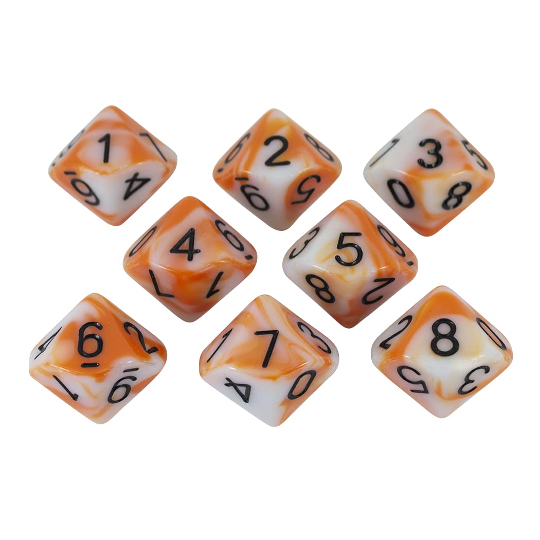 Paladin Roleplaying Orange and White Dice - 8 D10 Set - 'Troll Slayer'