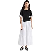 English Factory Women's Mixed Media Short Sleeve Maxi Dress