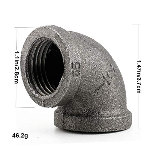 HighFree 10 Pack Iron Cast Pipe Fittings 1/2 inch Pipe Tee and Elbow Pipe Threaded Pipe Nipples Iron Industrial Piping Fittings for DIY Pipe Furniture