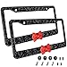 Bling Bling License Plate Frames -8 Row Pure Handmade Waterproof Glitter Rhinestones Crystal License Frames Plate for Cars with 2 Holes with Screws Caps Set (2-Pack Red Bow)