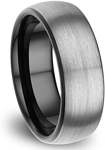 VXGold Tungsten Rings for Men Wedding Band 6mm 8mm Black Blue Comfort fit Brushed Perfect Quality Size 7-14 (Gift Box)