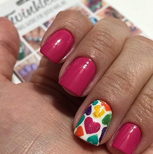 Original Heart Stencil Nail Vinyls By Twinkled T - 1 Sheet of 16 Stencils