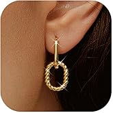 18K Gold Plated Two Tone Gold Silver Hoop Earrings for Women Hypoallergenic - 925 Sterling Silver Drop Dangle Paperclip Huggie Hoop Earrings - Chain Link Dangle Earrings Jewelry