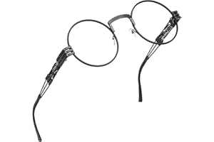 Yvey Vintage Round Steampunk Glasses for Mens and Womens Circle Hippie Style Eyeglasses