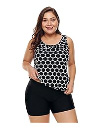 Lalagen conjunto de tankini de dos piezas para dama con espalda cruzada y pantalón corto