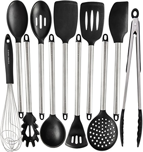 Silicone Cooking Utensils Kitchen Utensil set - 11 Stainless Steel Silicone Kitchen Utensils Set - Silicone Utensil Set Spatula Set - Silicone Utensils Cooking Utensil Set - Kitchen Tools and Gadgets