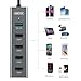 Unitek Quick Charge 2.0 Car Charger + 5-Port USB Hub, 60W USB Aluminum Smart Car Charger (1-Port QC2.0 + 4-Port 2.4A), With LED Display Voltage Meter and USB Extension Hub