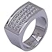 Mens Stainless Steel Hip-Hop ICED OUT CZ Band 3 ROW Bling Style Pinky Ring