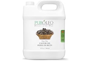 PUROLEO Castor Oil 32 Fl Oz/946 ML (Packed In Canada) 100% Pure and Natural Hair, Lash, Beard, Eyelashes & Eyebrow Oil Black 