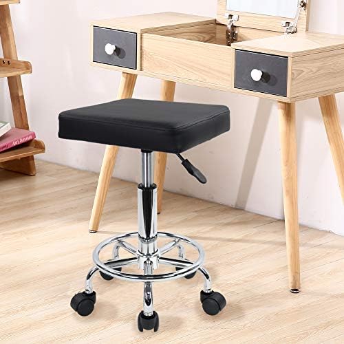 Kktoner Rollhocker Hohenverstellbar Drehbar Barhocker Arbeitshocker Aus Kunstleder Burohocker Praxishocker Schwarz Amazon De Kuche Haushalt