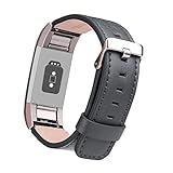 Hotodeal Leather Bands for Fitbit Charge 2, Classic Fitness Genuine Cowhide Replacement WristBand Accessory for 2016 Fitbit Charge 2 HR (For Large Wrists)