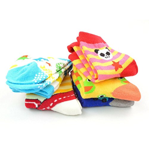 12 Pairs Anti-slip Socks Toddler Socks, Marrywindix Assorted Kids Socks Size Ages 2-3 Years Animal Print Boys Girls Socks Random Color