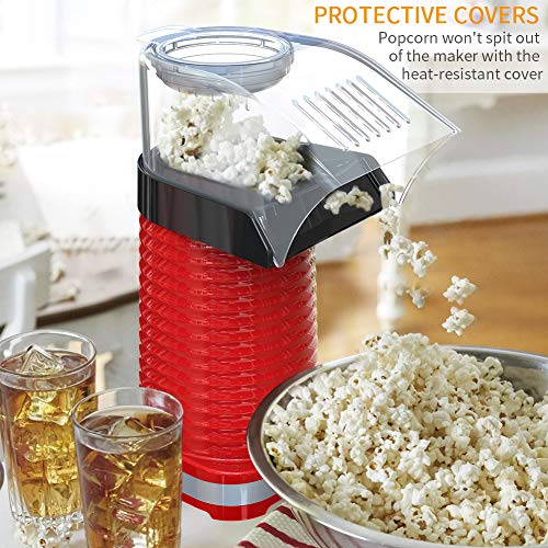 Electric Hot Air Popcorn Popper Maker for Home Party Kids, No Oil