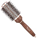 SUPRENT Round Ionic Barrel Hair Brush with Boar Bristle, Nano Thermal Ceramic Curling Brush for Hair Styling, Adding Hair Volume and Shine, Nostalgic Gold Color (1.8 inch)
