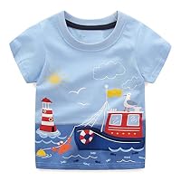 BEILEI CREATIONS Little Boys Summer Cotton Strip T Shirt,Summer Short Sleeve T-shirt Clothes (2T, Ship)