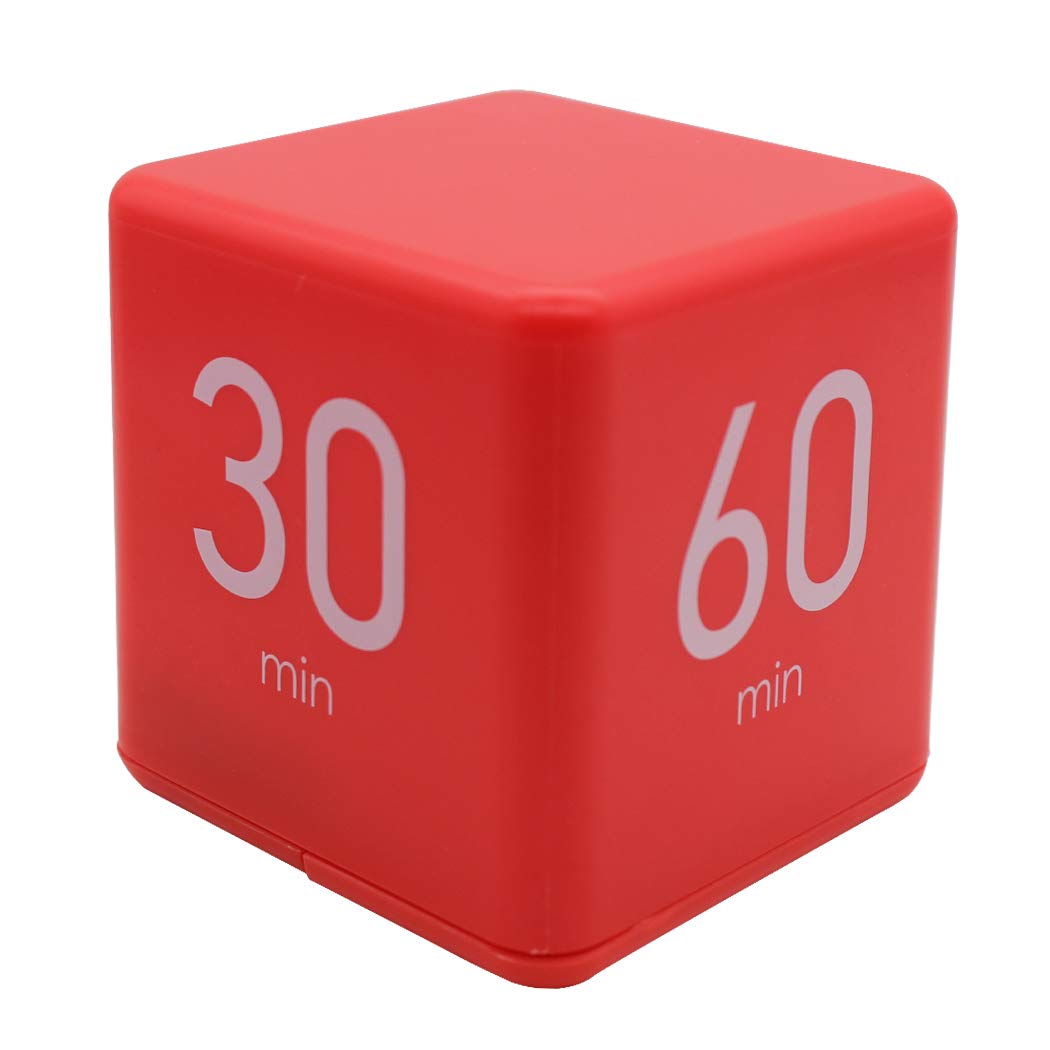 Ranvi TimeCube Timer, 15,20,30 and 60 Minutes, for Time Management, Kitchen Timer, Kids Timer, Workout Timer, Red