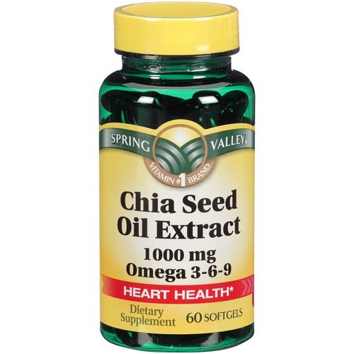 Spring Valley Chia semences huile extrait 1000 mg, 60 gélules