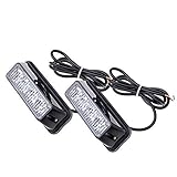 1 Pair Universal 4-LED Amber/White 16-Flashing Mode Car Truck Warning Caution Emergency Construction Strobe Light Bar by Amazinea
