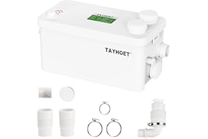 TAYHOET 1.1HP Utility Sink Pump, 800W Macerator Pump with 3 Upgraded Inlets for Basement, Kitchen, Sink, Shower, Bathtub, Laundry
