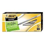 Office Product Round Stic Xtra Life Ballpoint Pen, Black Ink, 1mm, Medium, Dozen Book