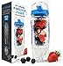 Live Infinitely 32 oz. Infuser Water Bottles - Featuring First Ever Gel Freezer Ball Infusion Rod, Flip Top Lid, Larger Dual Hand Grips & Recipe Ebook Gift (Blue Polar Edition, 32 Ounce)