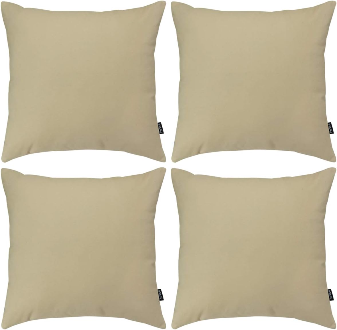 Faylapa 4-Pack 100% Cotton Decorative Throw Pillow Cases,18 x 18 inch Solid Colors Cotton Square Throw Cushion Cover Living Room/Car/Office Decoration (Case ONLY) (Light Tan)
