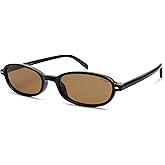 SOJOS Retro Polarized Rectangle Oval Sunglasses for Women Men,Trendy Petite Shades Skinny Rim UV400 Protected SJ2668