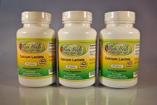 Calcium Lactate 1000mg, Made in USA - 180 Tablets (3x60)