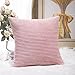 Home Brilliant Pillow Cover 18x18 Pink Throw Pillow Supersoft Accent Throw Pillow Cover for Couch Striped Velvet Corduroy Decor, Baby Pink, (45x45 cm, 18inch)