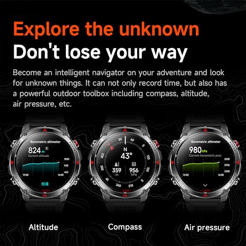 MYSHUN Reloj Inteligente Hombre con Llamadas, 1,46 Pulgada Smartwatc Hombre Deportivo con Podometro Pulsometro SpO2 Sueño Presion Arterial Actividad IP68 Reloj Digital para iOS Android (Negro)