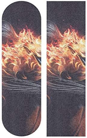 Nigbin Art Fire Tiger Skateboard Grip Tape Sheet Bubble Free Longboard Griptape Graphic 33"X 9" Sheets Stickers