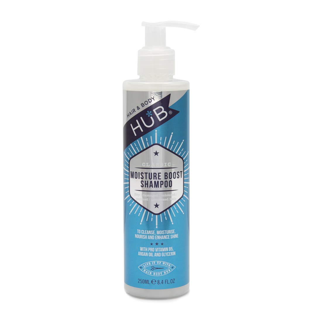 HUB Classic Moisture Boost Shampoo 250ml x 1 for Dry, Damaged, Coloured, Permed and Processed Hair.
