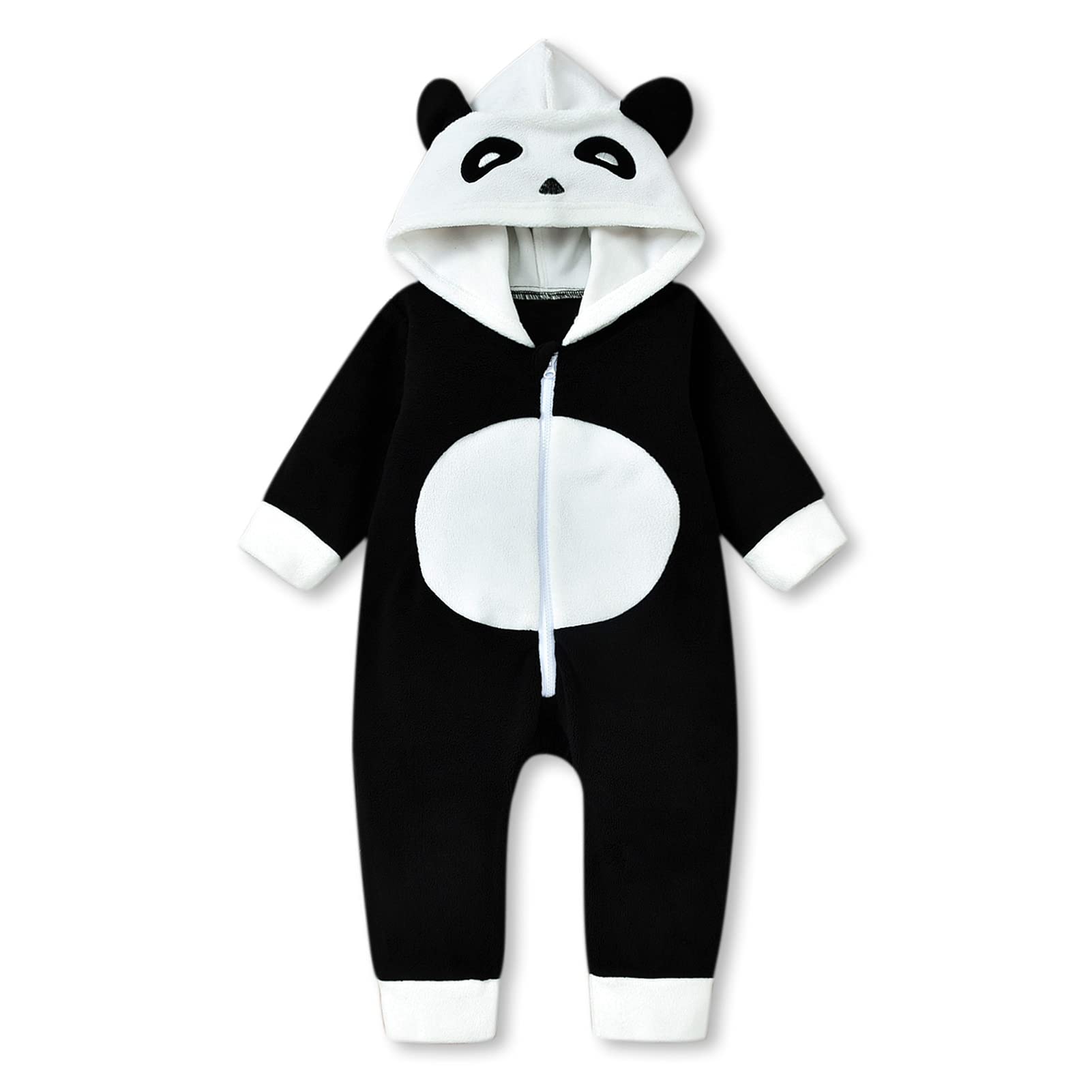 Photo 1 of HINTINA Infant Baby Girls Panda Romper Animal Hooded Zipper Jumpsuit Outfits Halloween Clothes 6-12 Months