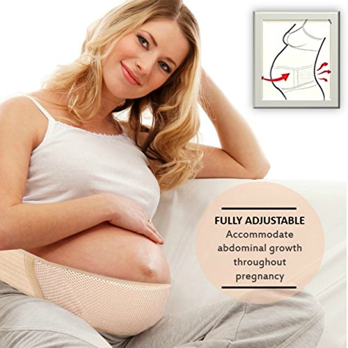Maternity Belt, Pregnancy Support Belt, Breathable and Comfortable Belly Band That Provides Hip, Pelvic, Lumbar and Lower Back Pain Relief. One Size FITS-All, Nude + Bonus 4 Washable Nursing Pads