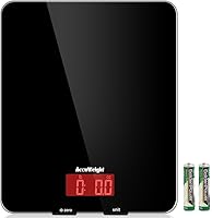 Accuweight AW-KS001BB Digital Kitchen Tempered Glass Platform Electronic Food Scale, Max Weight 5000g, Black
