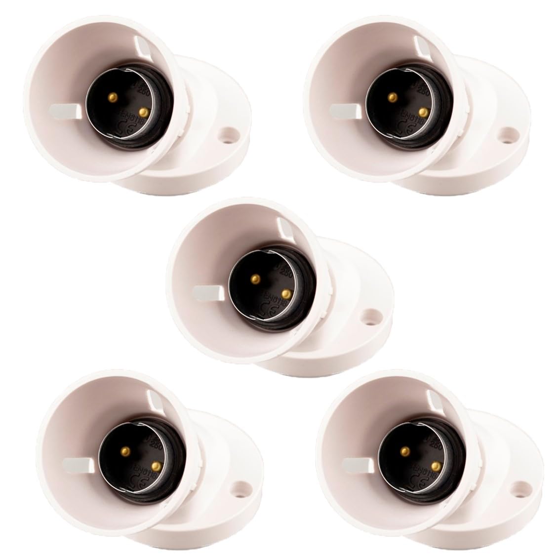 WK Electrical - B22 Bayonet Lamp Holder (Angled Batten, Pack of 5)