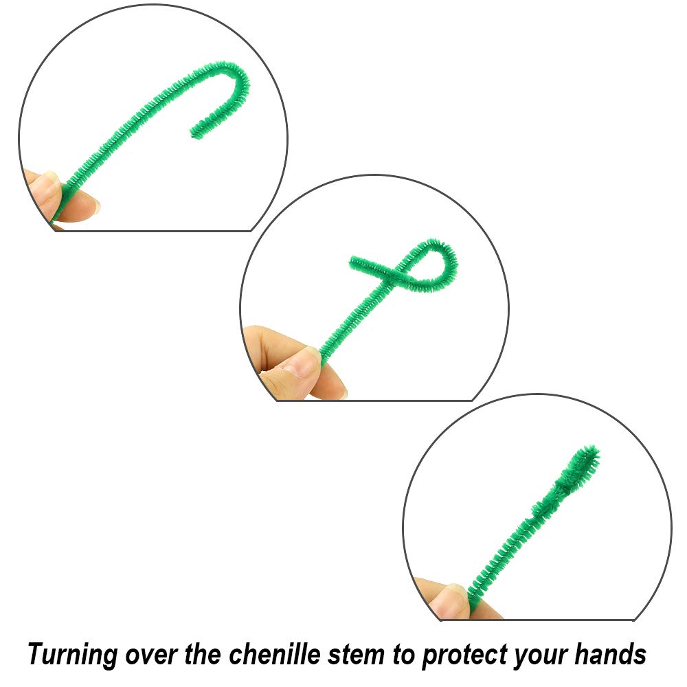 Caydo 200 Pieces Green Pipe Cleaners Craft Chenille Stems for Kids DIY Art Craft Projects Christmas Decorations(6 mm x 12 inch)