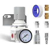 AIRZOE 1/4" NPT Air Pressure Regulator,Compressed Air System,Mini Air Regulator AR2000-02,0-150 PSI Gauge