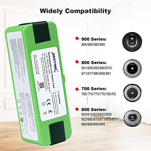 Batteria Ricambio Per Roomba Serie 600-900 - 14,4V 12800 MAh Li-ion, Alta Capacità, Compatibile Con 960, 980, 690, Ecc.