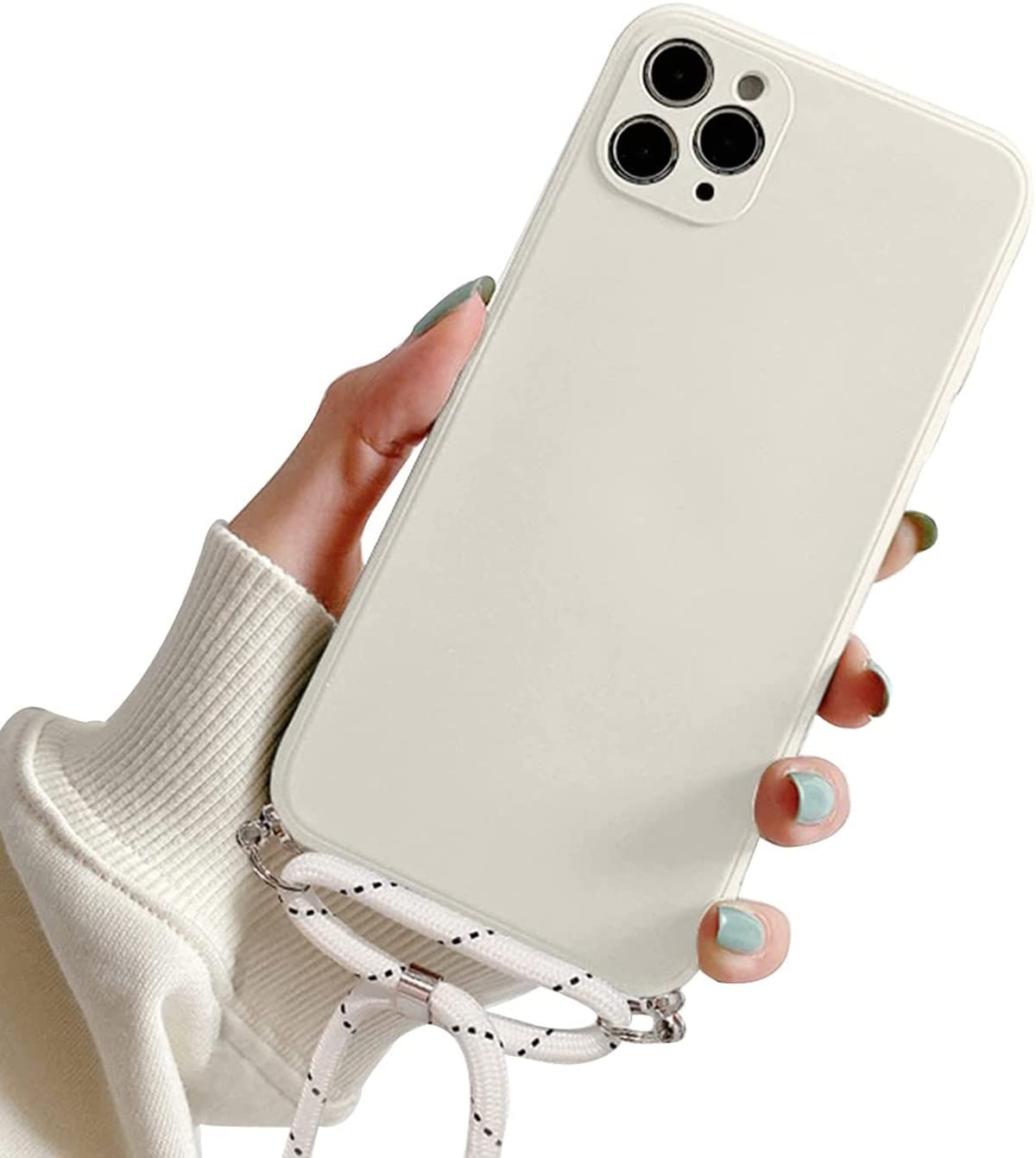 Galful compatible with iPhone 13 Pro Crossbody Phone Case, Lanyard Protective Case with Adjustable Length Lanyard Rope Shockproof Hands-Free TPU Silicone for iPhone 13 Pro 6.1" White