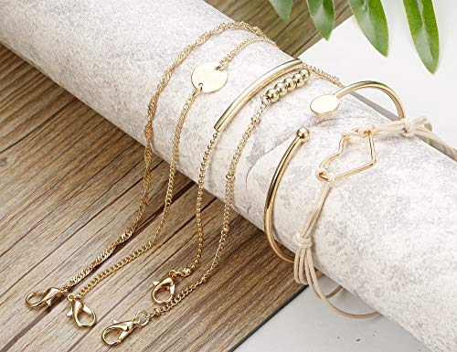 Thunaraz Multilayer Layered Bracelet Set Stackable Wrap Bangle Boho Bracelet Adjustable